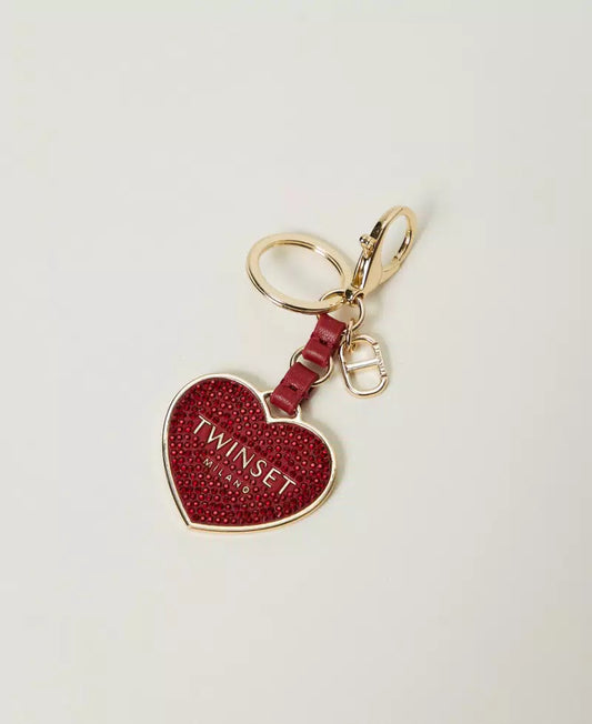 TwinSet 242TL8024  - Portachiavi a cuore con logo e strass Rosso Veneziano