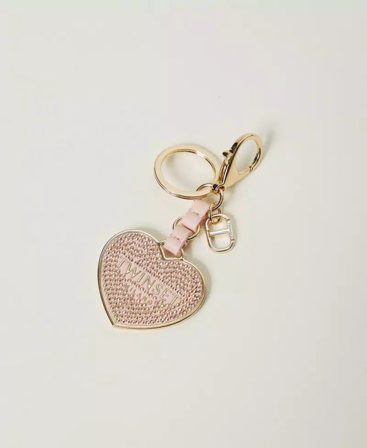 TwinSet 242TL8024  - Portachiavi a cuore con logo e strass Rosa "Peachy Keen"