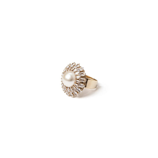 Sodini  551549 - Anello con top a fiore Bianco dorato Regolabile Collezione Olga