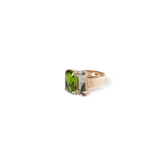 Sodini 551588W - Anello con cristallo ottagonale e rettangolare Regolabile Verde Collezione Madame